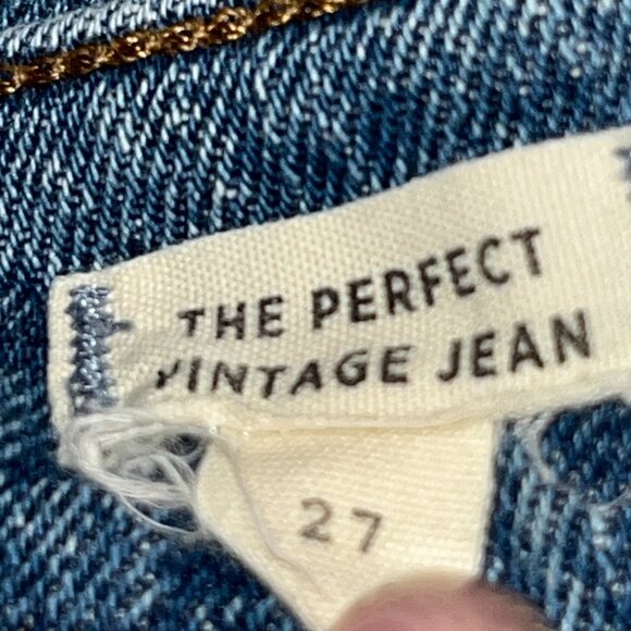 MADEWELL THE PERFECT VINTAGE JEAN - Raw Hem - Medium Blue Wash- EUC - Women's 27 - Picture 8 of 13